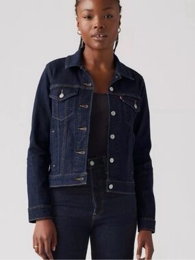 Levi’s Original Trucker Denim Jacket Dark Wash Made in USA Size S Petite